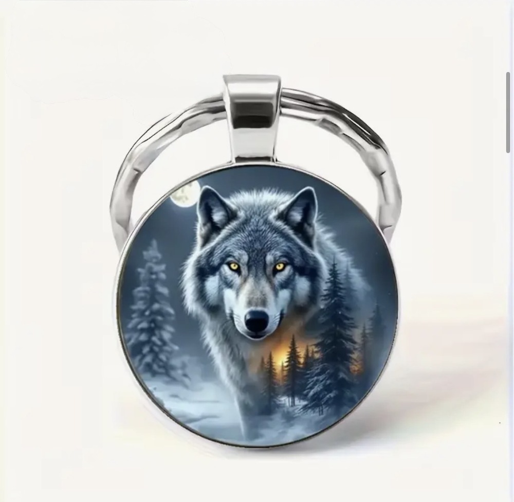 3/$25 Winter Wolf Trees Keychain NEW